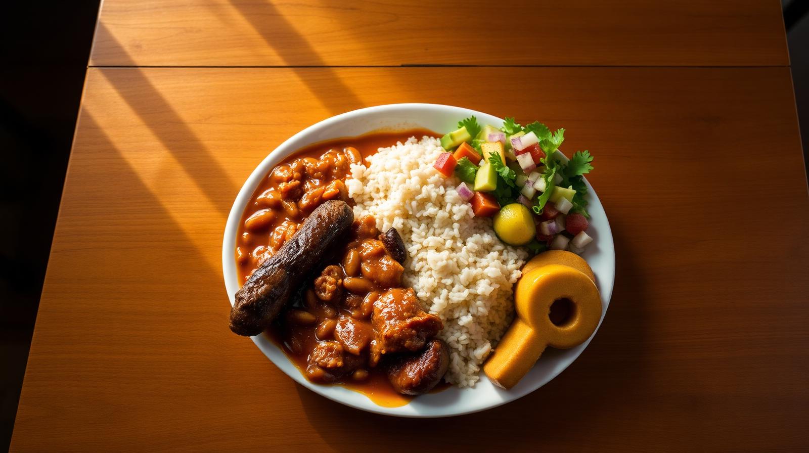 Plato de comida casera colombiana servido en El Buen Sabor